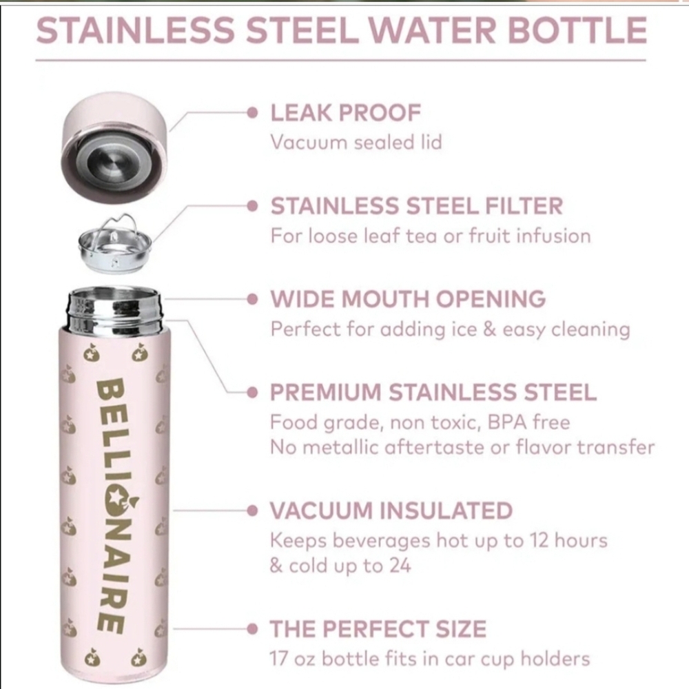 Nintendo Pink and Silver Stainless Steel Drinkware